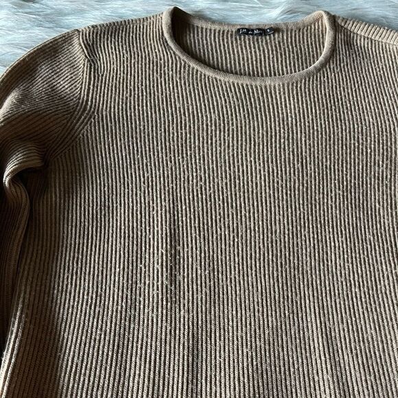 J. McLaughlin Wool Ribbed Blouson Sleeve Sweater in Tan - Picture 12 of 12